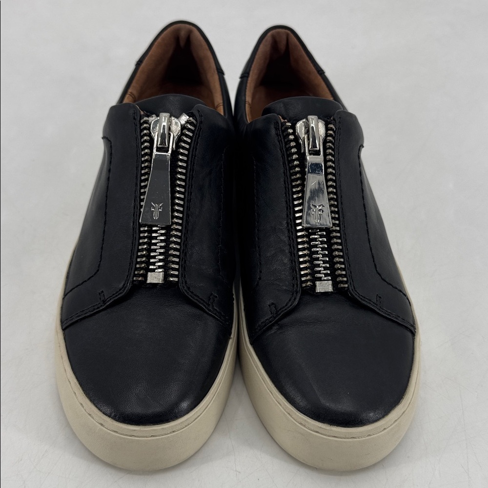 Frye Lena Genuine Leather Zippered Slip On Platform Sneakers Size 5.5
